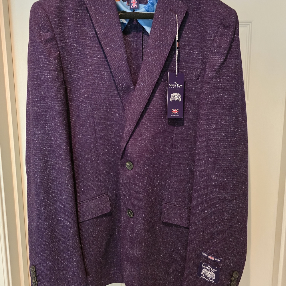 The Savile Row Company Mens Plum Textured Blazer